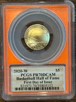 2020-W Basketball Hall of Fame Gold $5 PCGS PR70DCAM