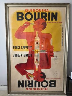 Original Quinquina Bourin Poster "Aux Grands Vins Blanc De Touraine" - 1936