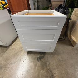White Shaker Base Cabinet with 3 Drawers