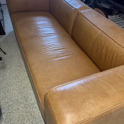 Crate and Barrel 8 foot genuine leather sofa
