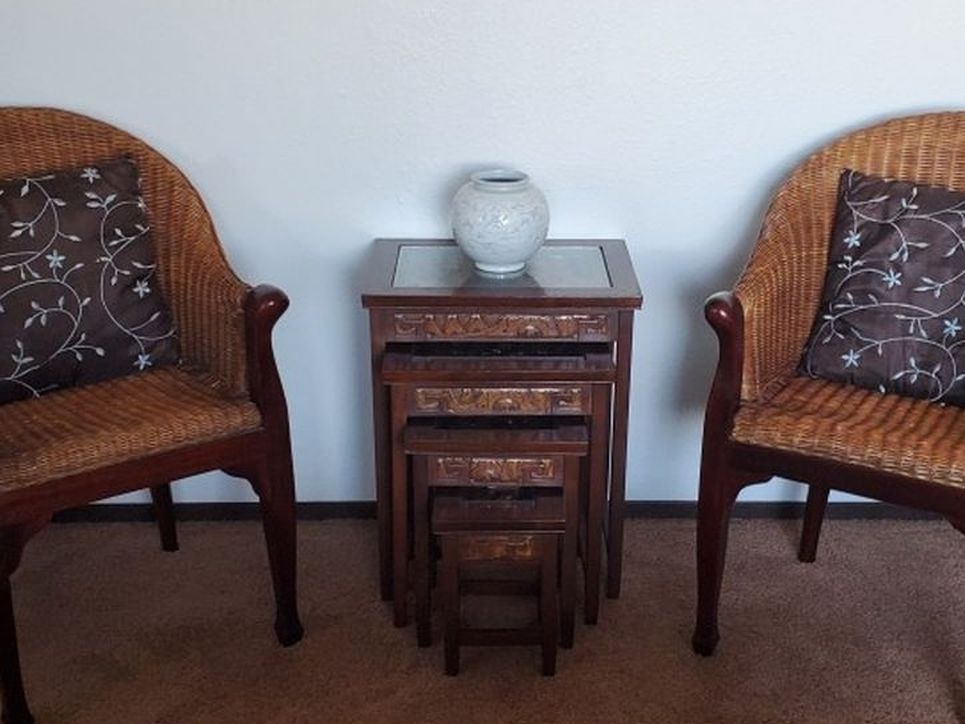 *Taking Serious Offers. Set Of 4 Vintage Nesting Tables And Two German Made Chairs.