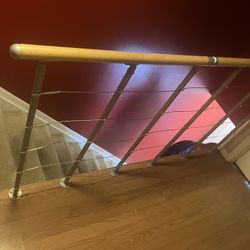 Stair Railing  Silver Cable And birch Wood 