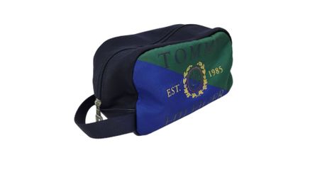 Vintage Tommy Hilfiger Collegiate Crest Toiletry Travel Bag Pouch Navy Green