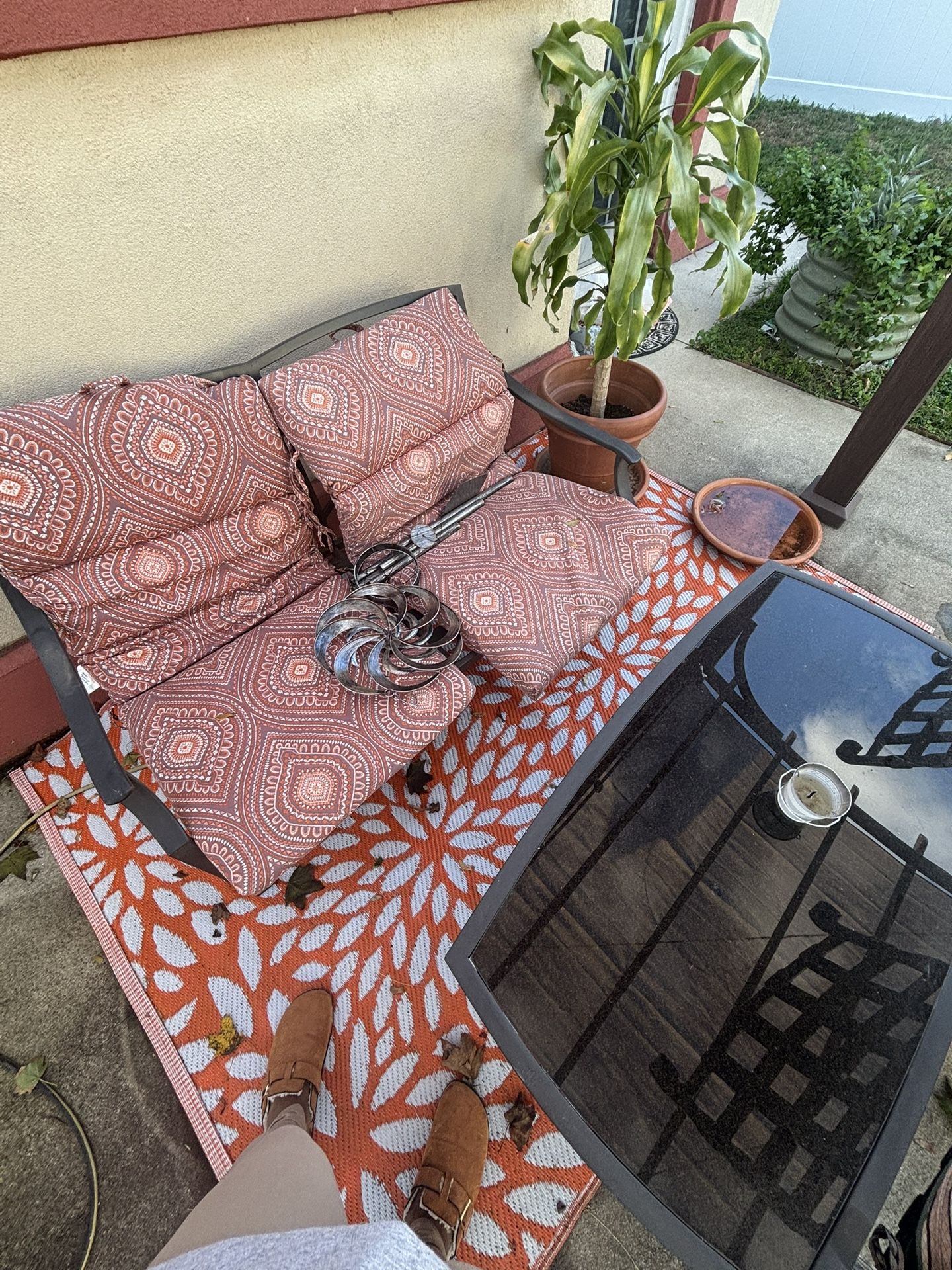Outdoor Loveseat And Table Set 