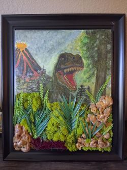 Dinosaur 3d hand painting canvas painting room decor