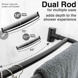 Double Black Shower Curtain Rod