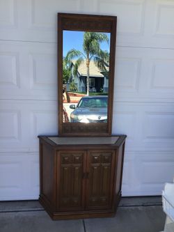 Antique cabinet and mirror
