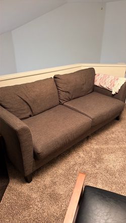 Brown Fabric Two-Seat Sofa 3’x7’
