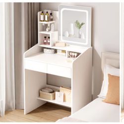 23.6-in Wood Makeup Vanity with Led Mirror 