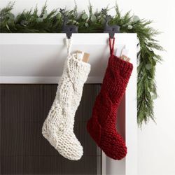 Crate & Barrel Red Cable Knit stocking
