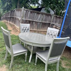 Silver Dining Table With 4 Chairs