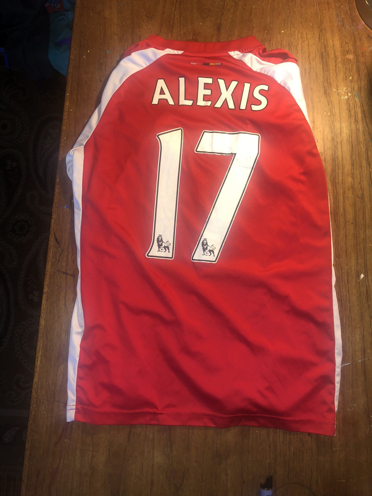 Alexis Sanchez Arsenal Red And White Long Sleeve Jersey Size Small