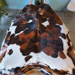 Large Tricolor Cowhide Rug