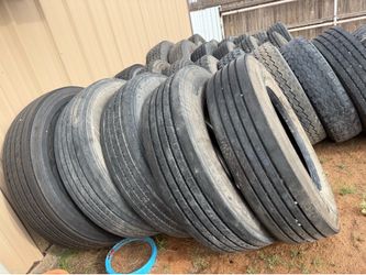 semi and tractor steer, drive tires, and trailer tires.
