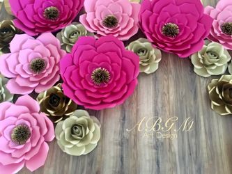 Flores de papel • Paper flowers • Flores de papel grandes • Rosas