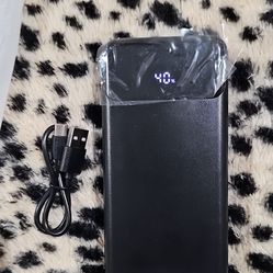 Black Matte Power Bank, Model N10 50000mAh Micro-USB LED Display, Charging Cable