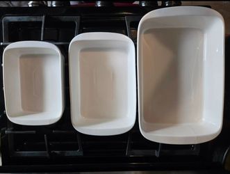 🔥3-Pc LE TAUCI Ceramic Baking Dishes - White Casserole Pans