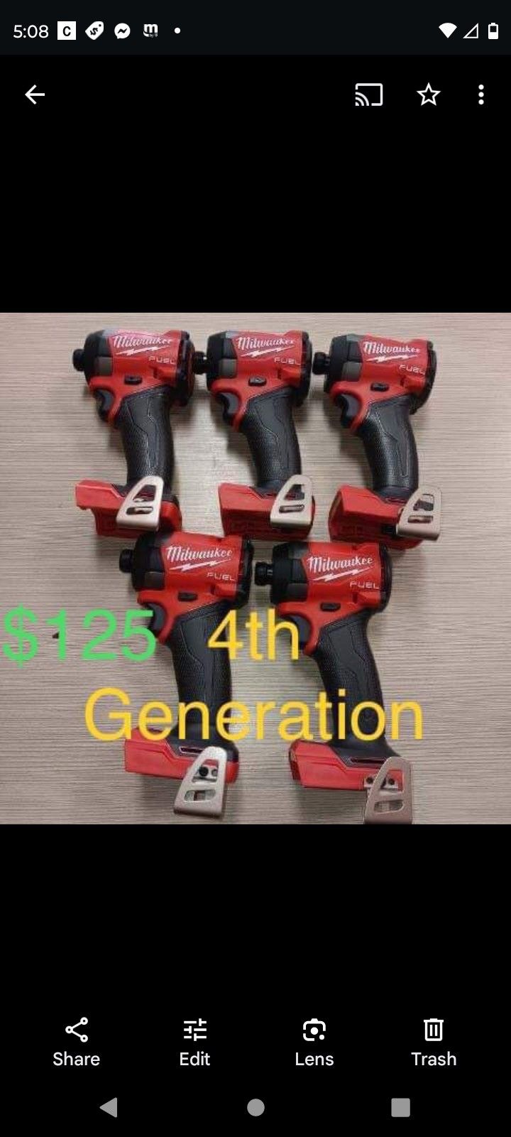 Milwaukee New 1/4" IMPACT Fuel 18M 4th Generation -3 Speeds $125 Each One