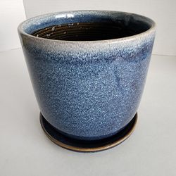 Glazed Ceramic Pot For Plants BLUE - NEW 