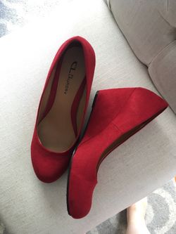 Red wedge shoes size 9.5