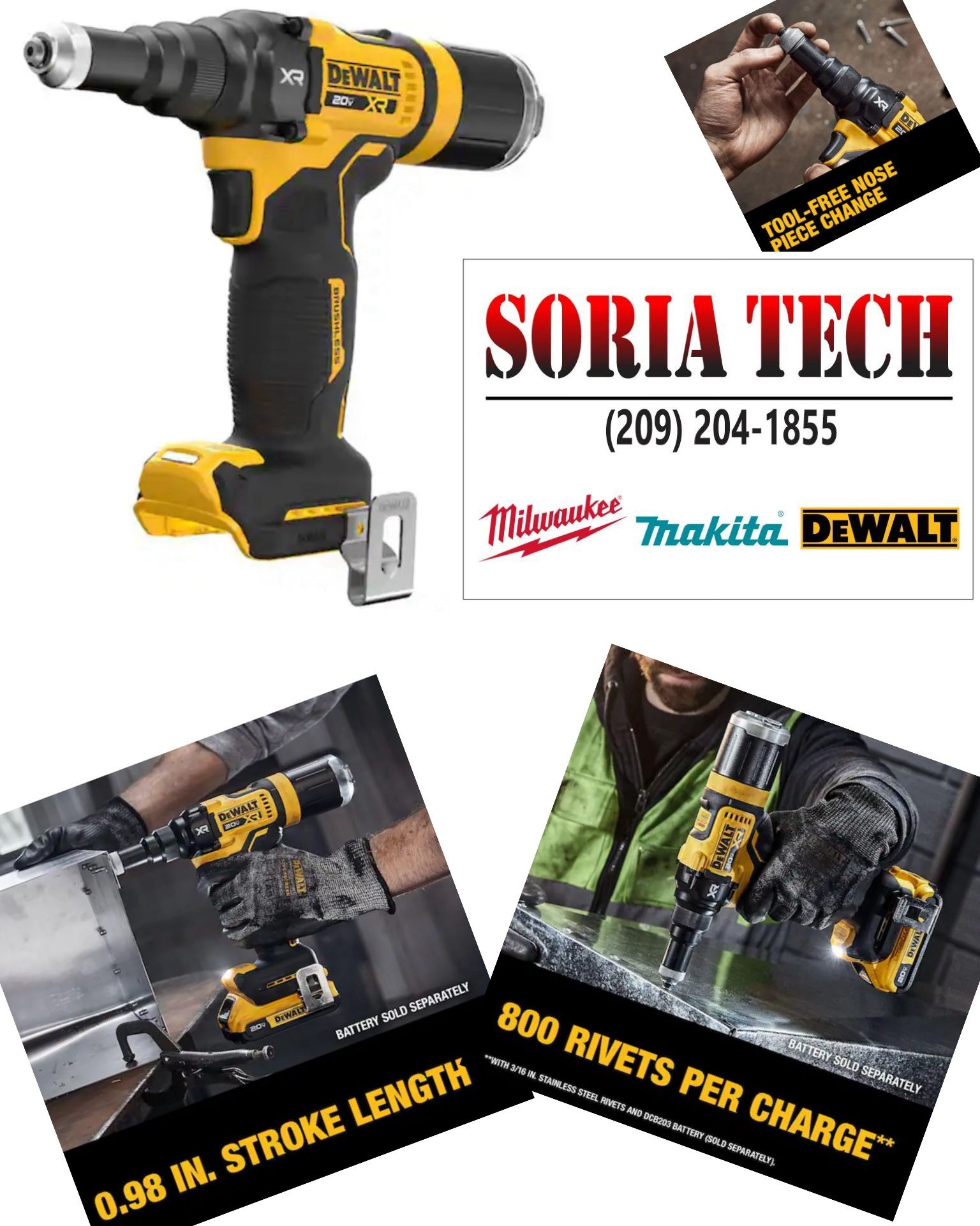 DEWALT XR 20-Volt MAX Cordless 3/16 in. Rivet Tool (Tool-Only)