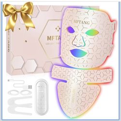 Red Light Therapy for Face and Neck, 7 Colors Led Light Therapy Silicone Facial Mask