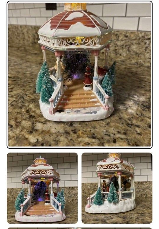 2002 Avon "Holiday Splendor Lighted Fiber Optic House" Christmas, Gazebo Accessory Kit