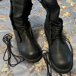 Men’s Black Leather Steel Toe Boots Sz 11