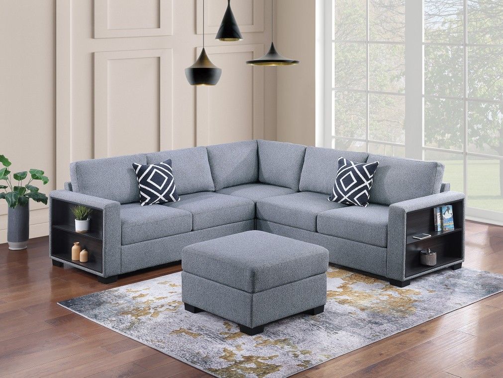 4pcs Sectional Sofa w/built in shelfs
