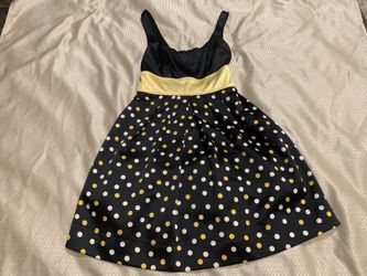 Ruby Rox junior size 7 fancy dress Black with yellow and white polkadots party dress