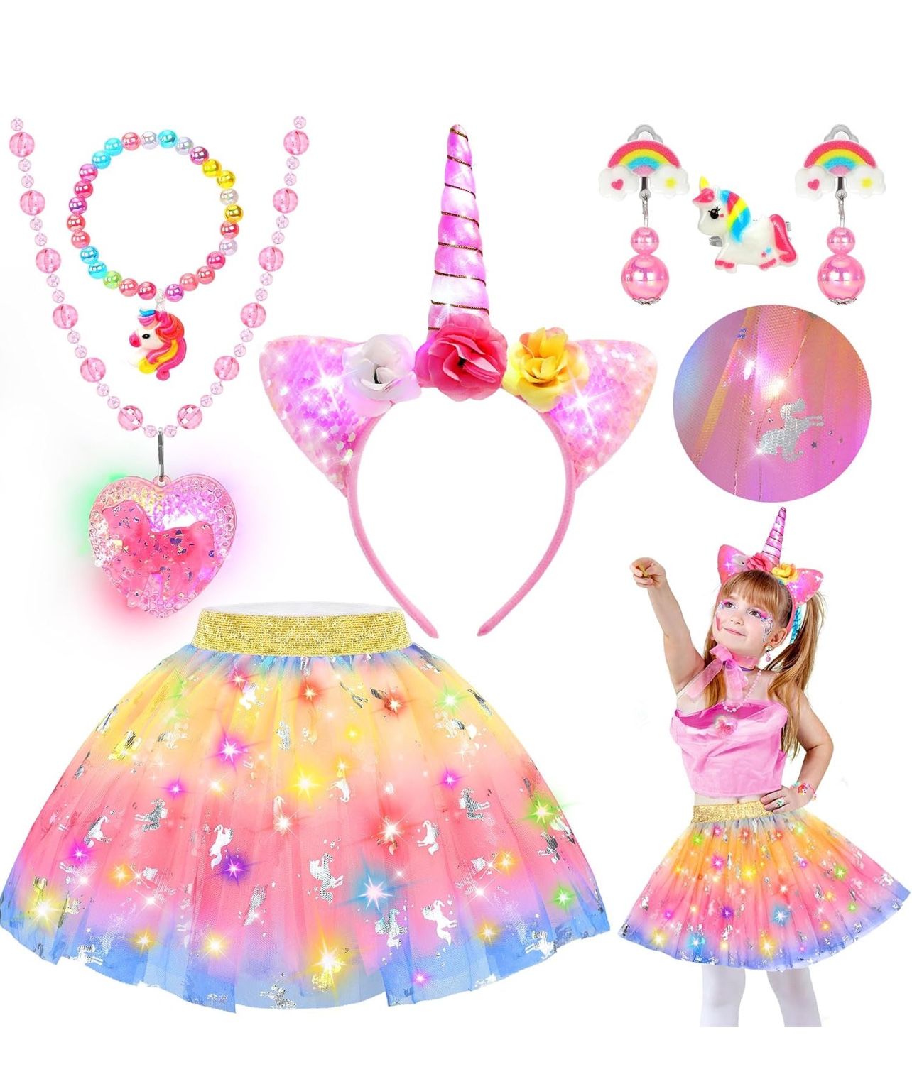 Princess Dress up Clothes for Girls 4-6,Light Up Toddler Princess Toys for 3 4 Year Old Girls Christmas Gift