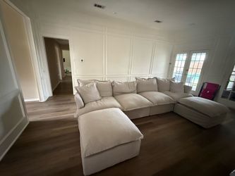 Oversized Modular Cloud Sectional Sofa – Deep Seat & Cream / Beige