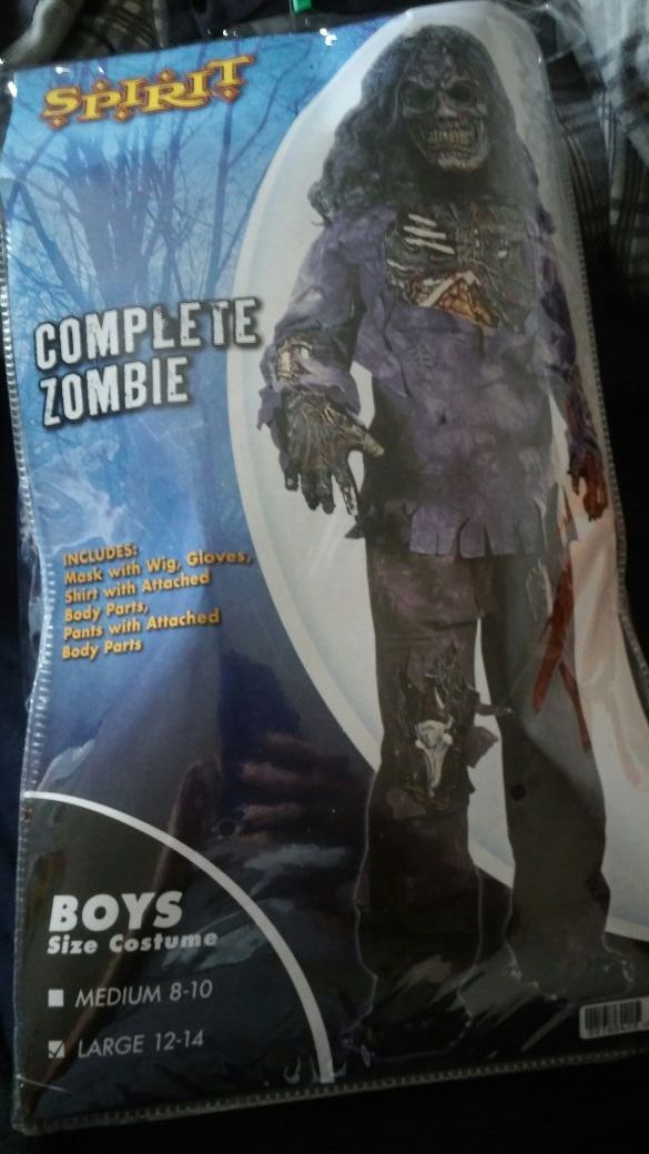 Zombie costume boys size large 12-14