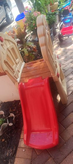 Kids Plastic Outdoor Slide with Climbing Wall