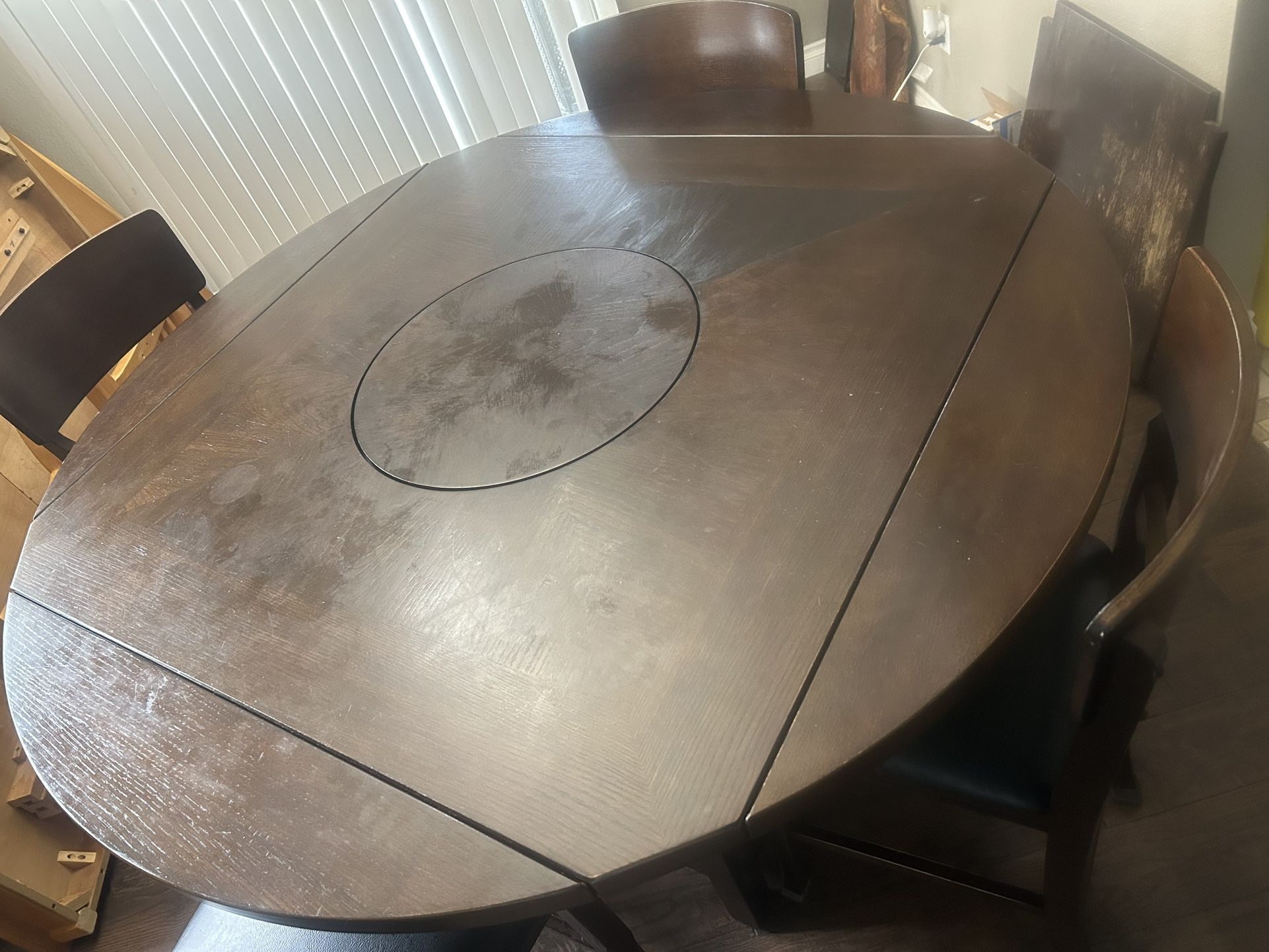 High 4 Chairs Square/round Table Dining Set 