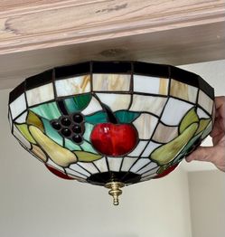 NEW Tiffany Style Stained Glass Fruit Motif Ceiling Light