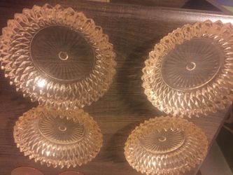 Set of 4 small pink depression glass candy dish