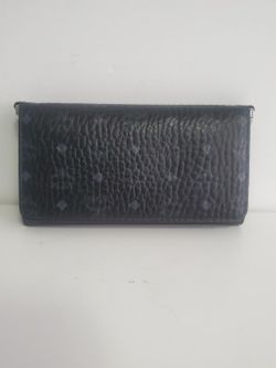 Authentic MCM Black Visetos Continental Long Wallet Monogram + Entrupy COA