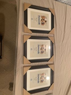 3 dark brown wood picture frames!