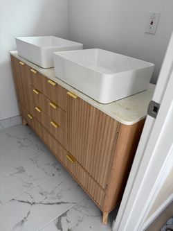 Double Vessel Sink Bathroom Vanity with Stone Top