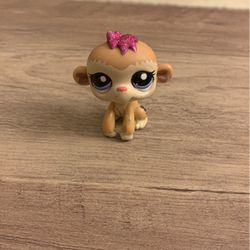 Lps Monkey With Pink Sparkling Hair