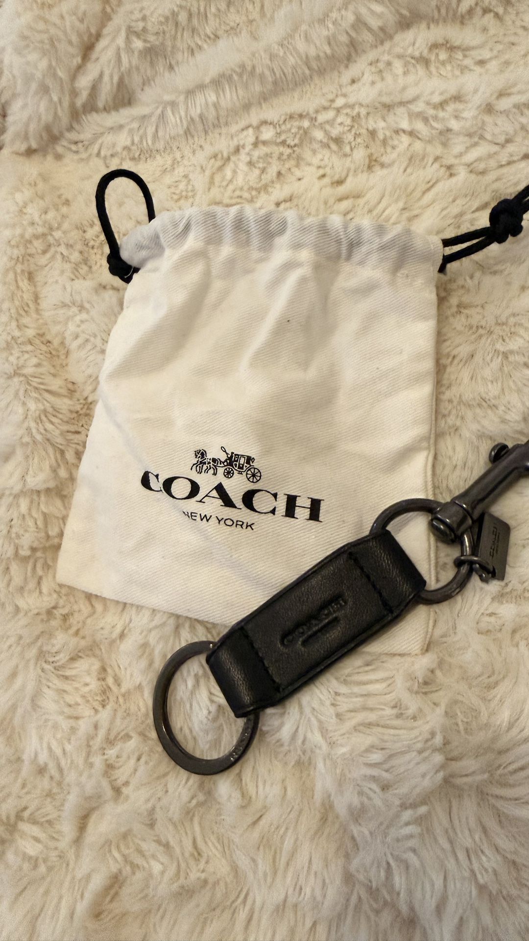 Coach keychain Black Leather NEW