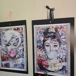 New Wave Marilyn AND Hepburn Hand Crafted 1 OF A Kind Poster's 