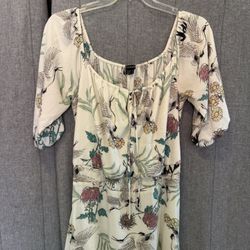Zinzane Stork And Floral Cream Off Shoulder Maxi Dress Size Medium 
