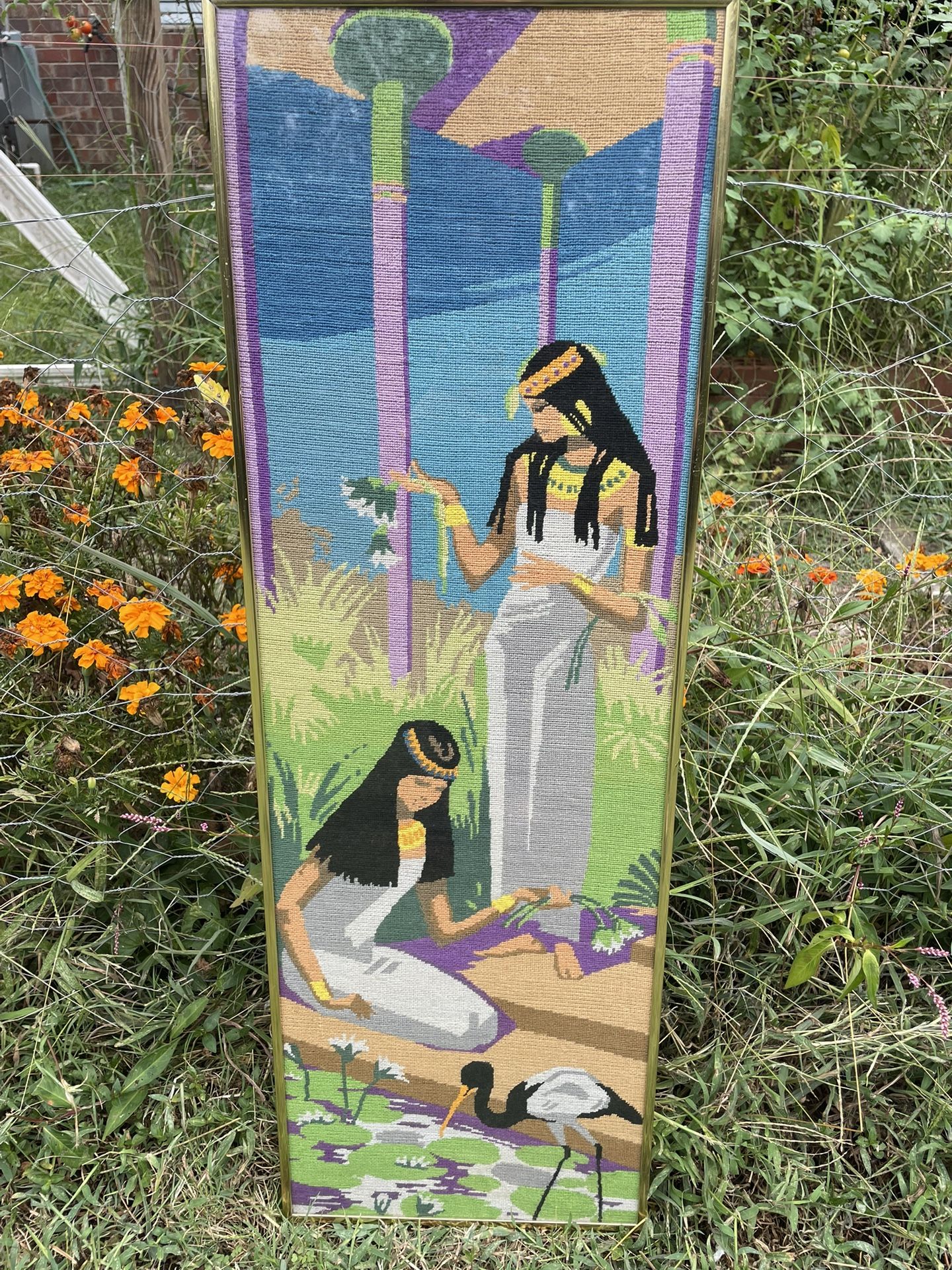 Vintage Woven Art With Frame