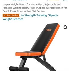 Lusper Weight Bench for Home Gym, Adjustable and Foldable Weight Bench, Multi-Purpose Workout Bench for Bench Press Sit up Incline Flat Decline #1 Bes