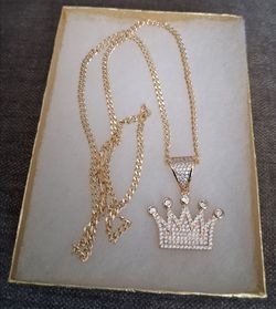 14k gold filled Oro laminado 14k 4mm cuban link chain and pendant