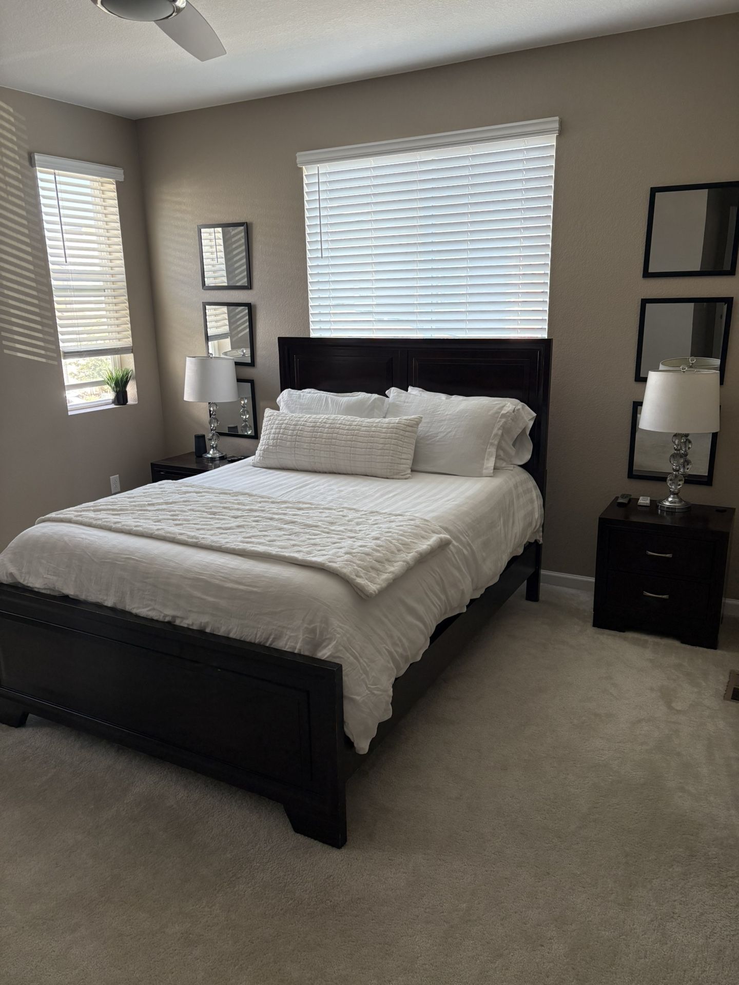 Elegant Dark Wood Bedroom Set – Mattress Not Included