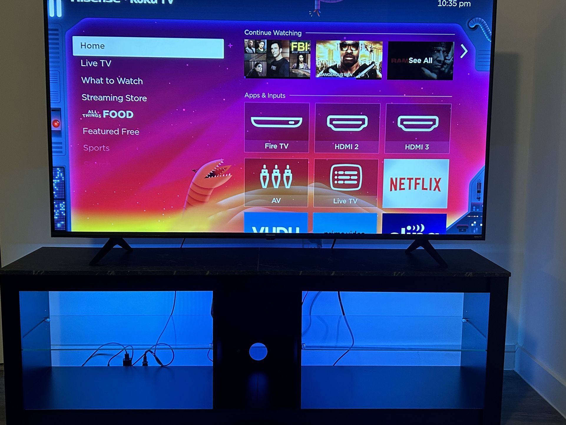 55 Inch Hisense 4K TV And 60 Inch LED TV Stand 