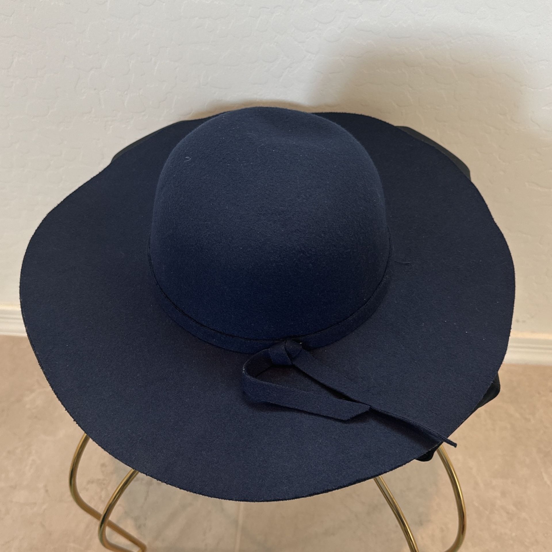 Navy Blue Wide Brim Hat